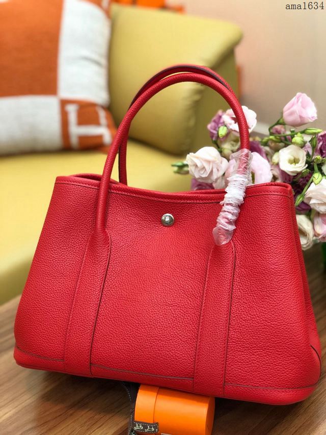 HERMES女包 花園包30cm Garden party  愛馬仕togo皮手提包 大紅  Ama1634