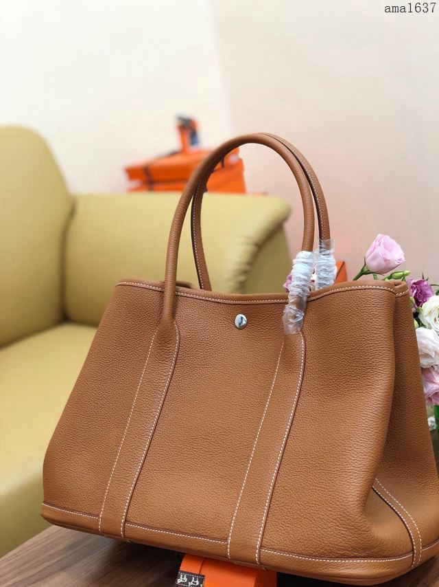 HERMES女包 花園包36cm Garden party  愛馬仕togo皮手提包 土黃  Ama1637