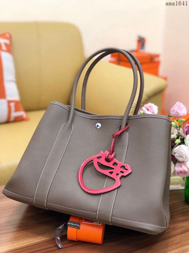 HERMES女包 花園包36cm Garden party  愛馬仕togo皮手提包 大象灰  Ama1641