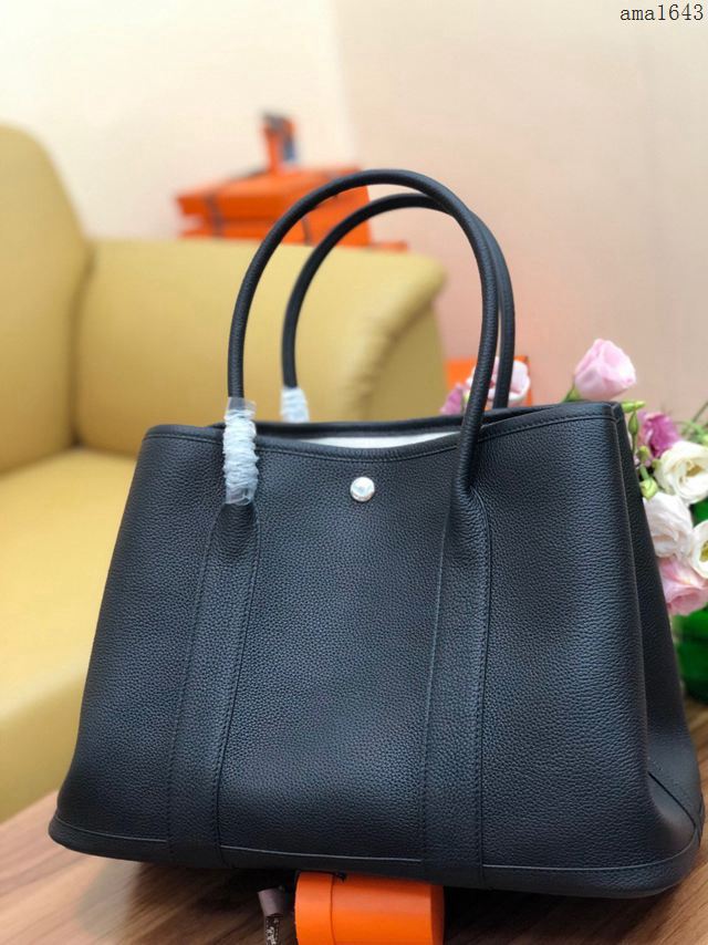 HERMES女包 花園包36cm Garden party  愛馬仕togo皮手提包 黑色  Ama1643