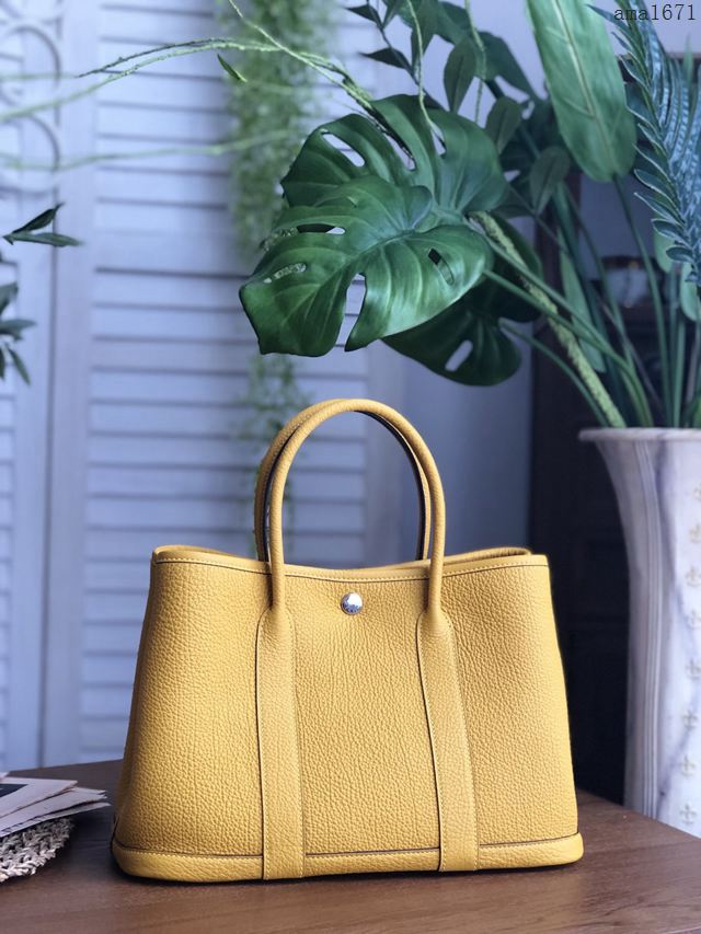 HERMES女包 花園包 Garden party  愛馬仕手提包 手腕包 大小號 法國Fjord進口原廠牛皮 愛馬仕彩繪帆布內裏  Ama1671