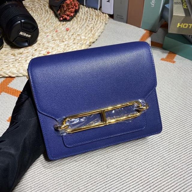 HERMES女包 豬鼻子包 Roulis Evercolor皮 寶藍 愛馬仕百搭款單肩包 愛馬仕斜挎背包  Ama1684