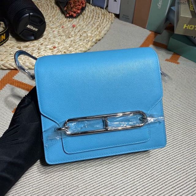 HERMES女包 豬鼻子包 Roulis Evercolor皮 北方藍 愛馬仕百搭款單肩包 愛馬仕斜挎背包  Ama1688