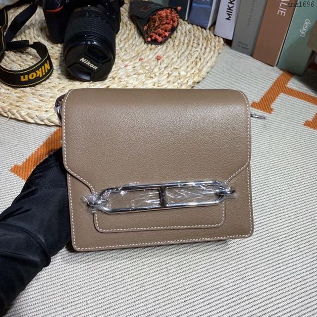 HERMES女包 豬鼻子包 Roulis Evercolor皮 風衣灰 愛馬仕百搭款單肩包 愛馬仕斜挎背包  Ama1696