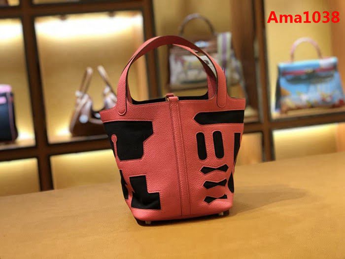 HERMES愛馬仕 Hermes petitH 限量版 唇膏粉togo black Toile 黑色 帆布 金釦 時尚手提包  Ama1038