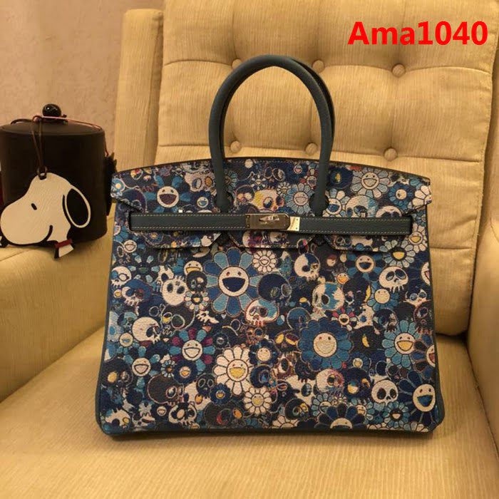 HERMES愛馬仕 Birkin鉑金包 頂級蕾絲拼接皮 Togo彩繪 完美手工 時尚手提包  Ama1040