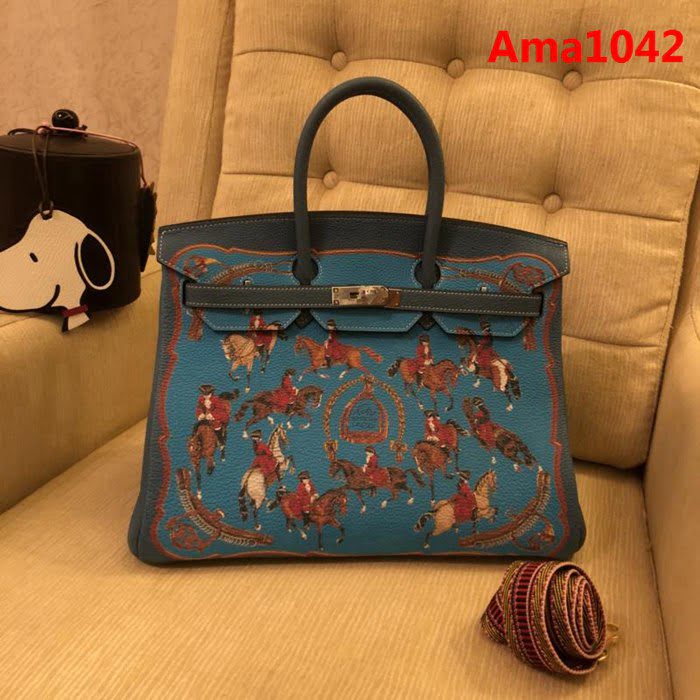 HERMES愛馬仕 Birkin鉑金包 頂級蕾絲拼接皮 Togo彩繪 完美手工 時尚手提包  Ama1042