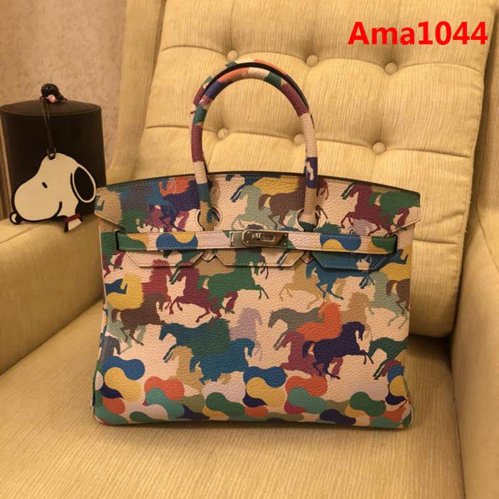 HERMES愛馬仕 2018新款 萬馬奔騰於彩雲之上圖案 手提包  Ama1044