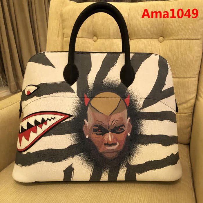 HERMES愛馬仕 2018 hermes 保齡球鯊魚包45cm 專櫃限量版 莫斯科的冰雪美麗 世界盃紀念版 手提包  Ama1049