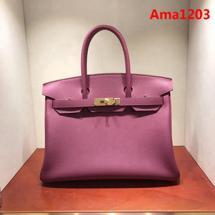 HERMES愛馬仕 鉑金包 Birkin 30cm Togo L3 Rose Pourpre 粉紫色 金扣 頂級工藝 純純手縫蠟線 時尚手提包 時尚手提包  Ama1203