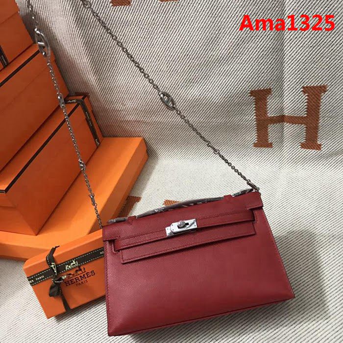 HERMES愛馬仕 凱莉包 mini kelly一代 大紅epsom皮 夏天首選手包款 可手提肩背  Ama1325