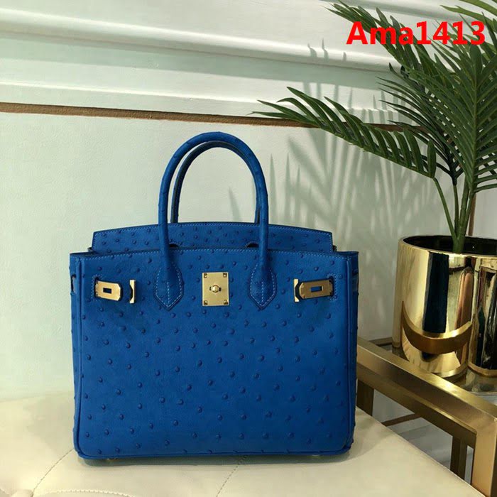 HERMES愛馬仕 鉑金包 Birkin 30 南非原產KK級鴕鳥皮 頂級工藝 手縫蠟線 時尚手提肩背包  Ama1413
