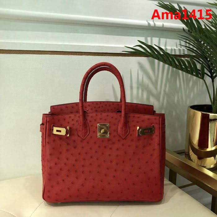 HERMES愛馬仕 鉑金包 Birkin 30 南非原產KK級鴕鳥皮 頂級工藝 手縫蠟線 時尚手提肩背包  Ama1415