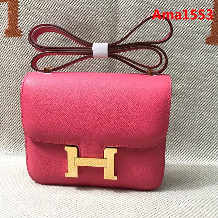 HERMES愛馬仕 H空姐包 進口原廠EP皮 頂級蜜蠟製作 街拍必備單品 唇膏粉金銀 單肩斜挎包  Ama1553
