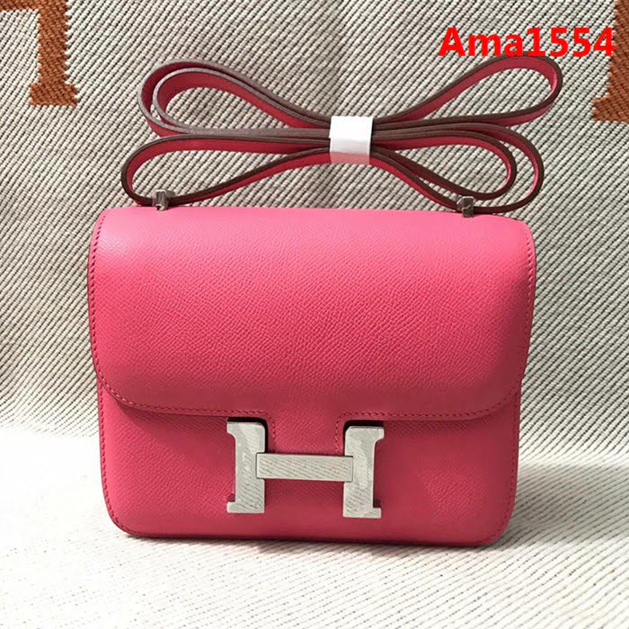 HERMES愛馬仕 H空姐包 進口原廠EP皮 頂級蜜蠟製作 街拍必備單品 唇膏粉金銀 單肩斜挎包  Ama1554