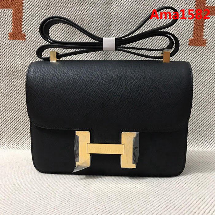 HERMES愛馬仕 H空姐包 進口原廠EP皮 頂級蜜蠟製作 街拍必備單品 風衣灰金銀 單肩斜挎包  Ama1582