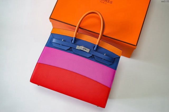 Hermesn鉑金女包 愛馬仕Birkin手提包 Hermesn新色彩虹包  am2132
