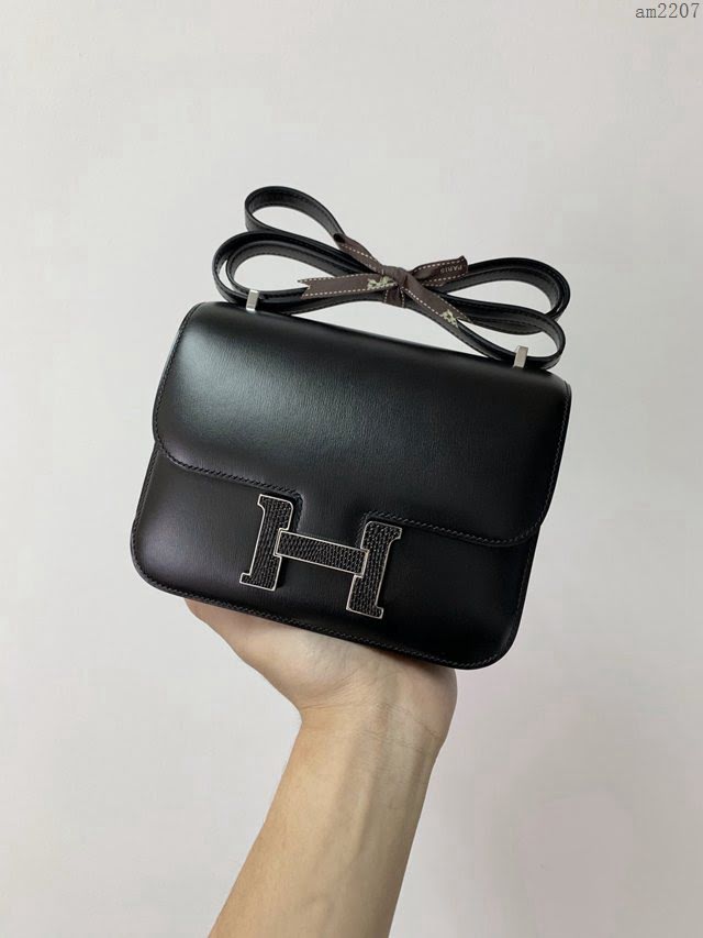 Hermesn空姐包 Constance康康 黑色 蜥蜴扣 全手工  am2207