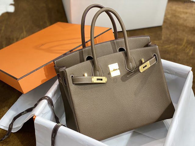 Hermesn鉑金女包 愛馬仕Birkin手提包 大象灰 Togo皮  am2241