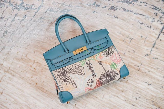 Hermesn鉑金女包 愛馬仕Birkin手提包 愛馬仕新款刺繡鉑金包  am2278
