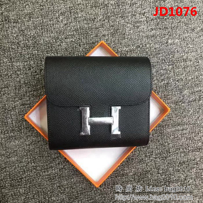 HERMES愛馬仕 H扣短款 手掌紋epsom皮錢包 迷你康康 空姐短錢包 JD1076