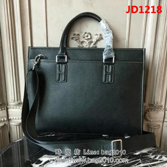 HERMES愛馬仕 最新款 原版牛皮 經典時尚 男士公事包 可手提斜挎 8822-1 JD1218