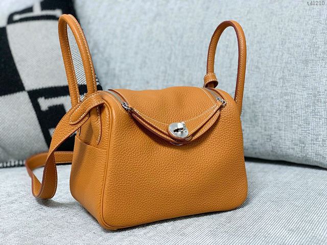 Hermes女包 愛馬仕手提包 Lindy包 2019早秋系列 mini lindy 愛馬仕斜挎包 太妃色  td1210