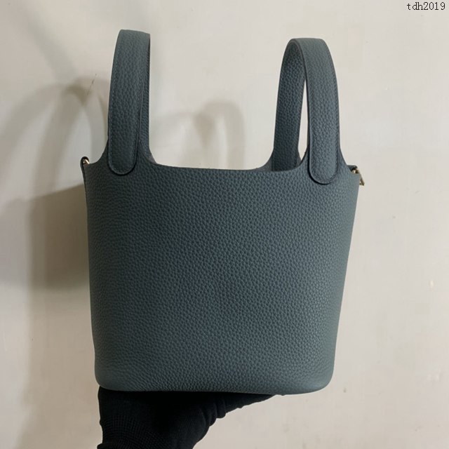 Hermes手提包 愛馬仕Picotin菜籃子女包 18cm TC皮 手工蜜蠟線縫製 杏仁綠  tdh2019