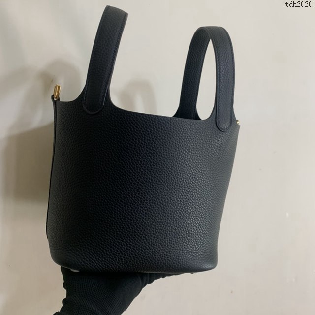 Hermes手提包 愛馬仕Picotin菜籃子女包 18cm TC皮 手工蜜蠟線縫製 黑色  tdh2020