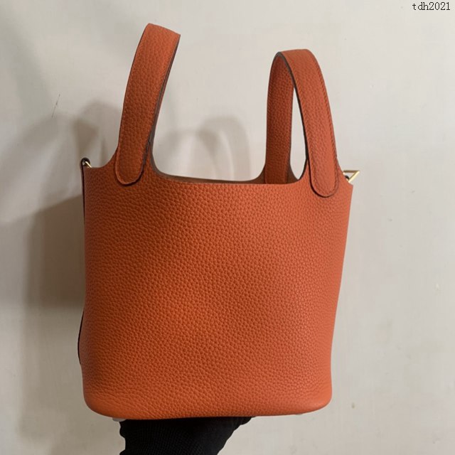 Hermes手提包 愛馬仕Picotin菜籃子女包 18cm TC皮 手工蜜蠟線縫製 經典橙  tdh2021