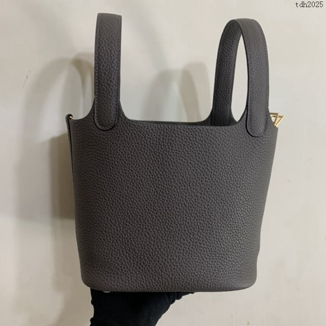 Hermes手提包 愛馬仕Picotin菜籃子女包 18cm TC皮 手工蜜蠟線縫製 錫器灰  tdh2025
