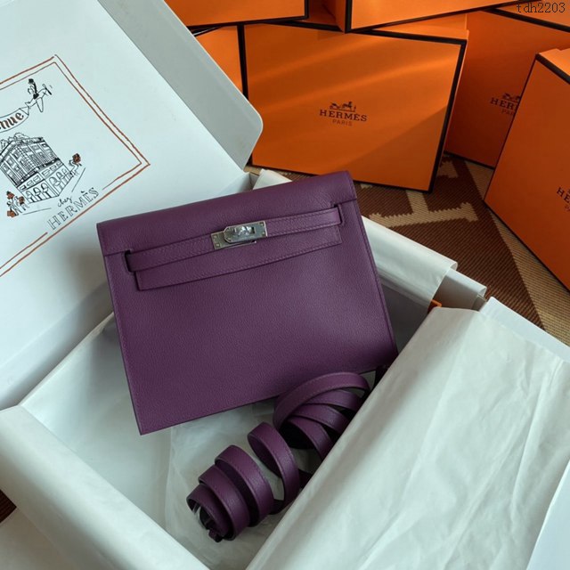 Hermes女包 愛馬仕Kelly DanSe包 海葵紫金銀扣 evercolor皮 進口密蠟線全手工 Hermes跳舞包  tdh2203