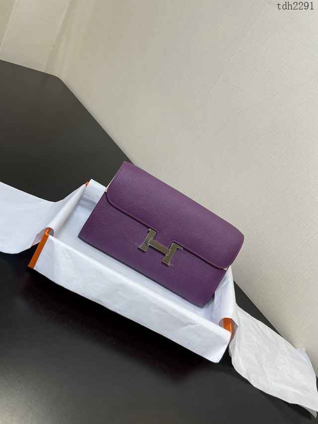 Hermes女士小挎包 愛馬仕Constance康康to go斜挎包 海葵紫銀扣  tdh2291