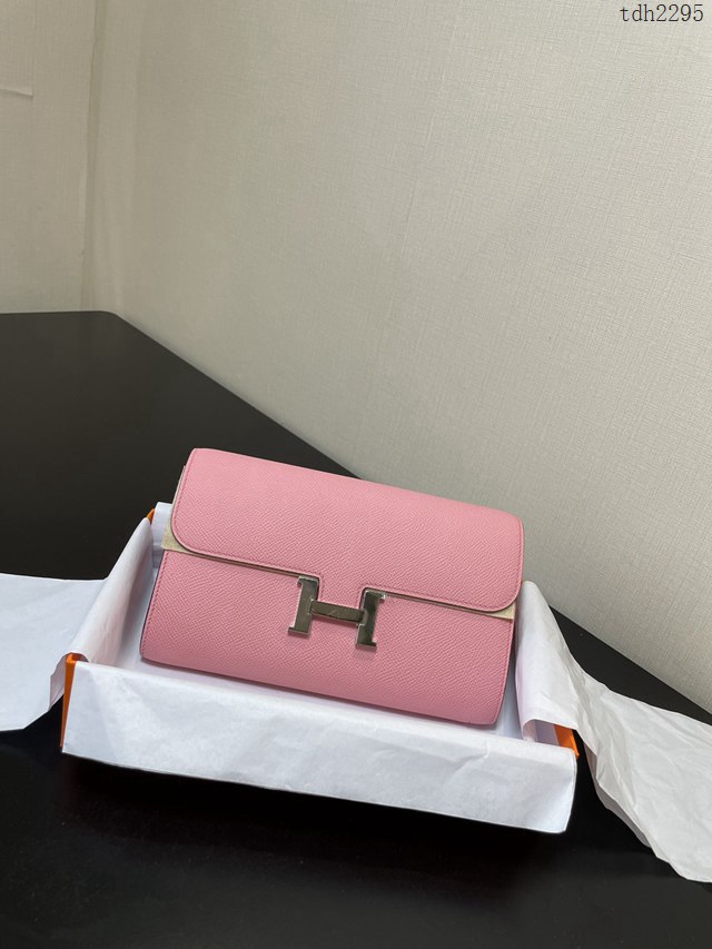 Hermes女士小挎包 愛馬仕Constance康康to go斜挎包 粉色銀扣  tdh2295
