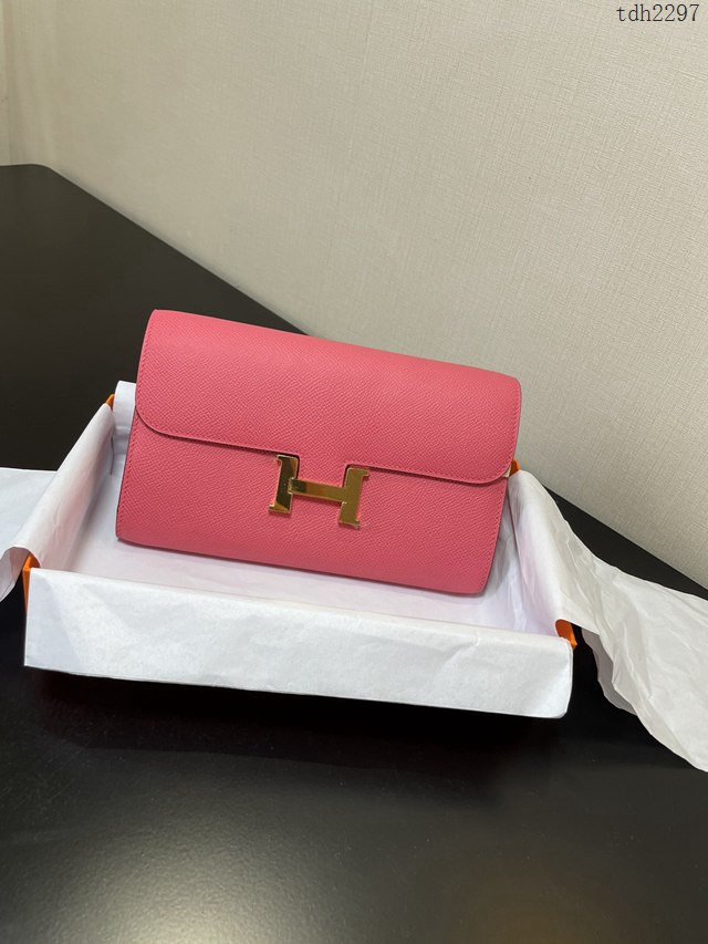 Hermes女士小挎包 愛馬仕Constance康康to go斜挎包 唇膏粉金扣  tdh2297