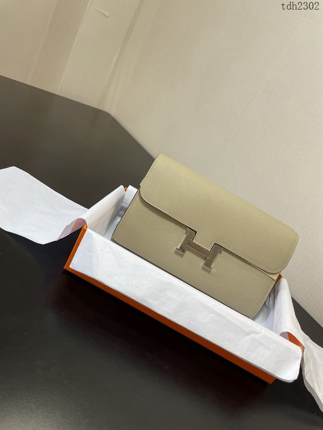 Hermes女士小挎包 愛馬仕Constance康康to go斜挎包 淺灰銀扣  tdh2302