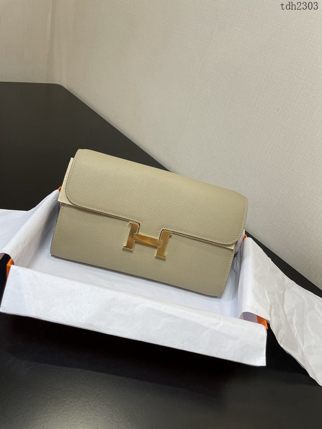 Hermes女士小挎包 愛馬仕Constance康康to go斜挎包 淺灰金扣  tdh2303