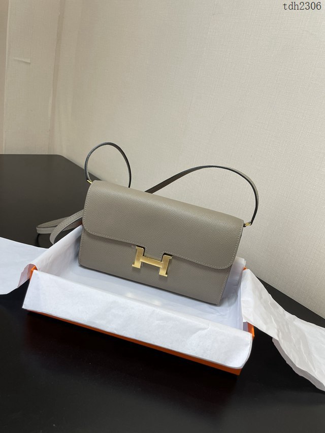 Hermes女士小挎包 愛馬仕Constance康康to go斜挎包 瀝青灰金扣  tdh2306