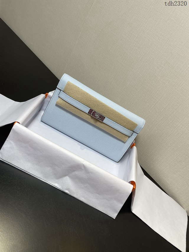 Hermes女包 愛馬仕Kelly woc小挎包 霧霾藍epsom皮凱麗斜挎包  tdh2320