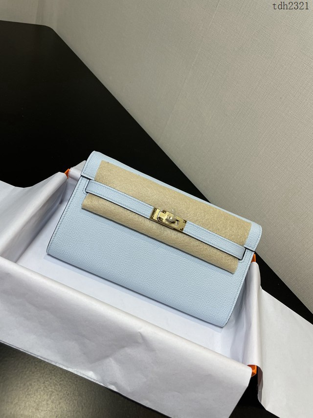 Hermes女包 愛馬仕Kelly woc小挎包 霧霾藍epsom皮凱麗斜挎包  tdh2321