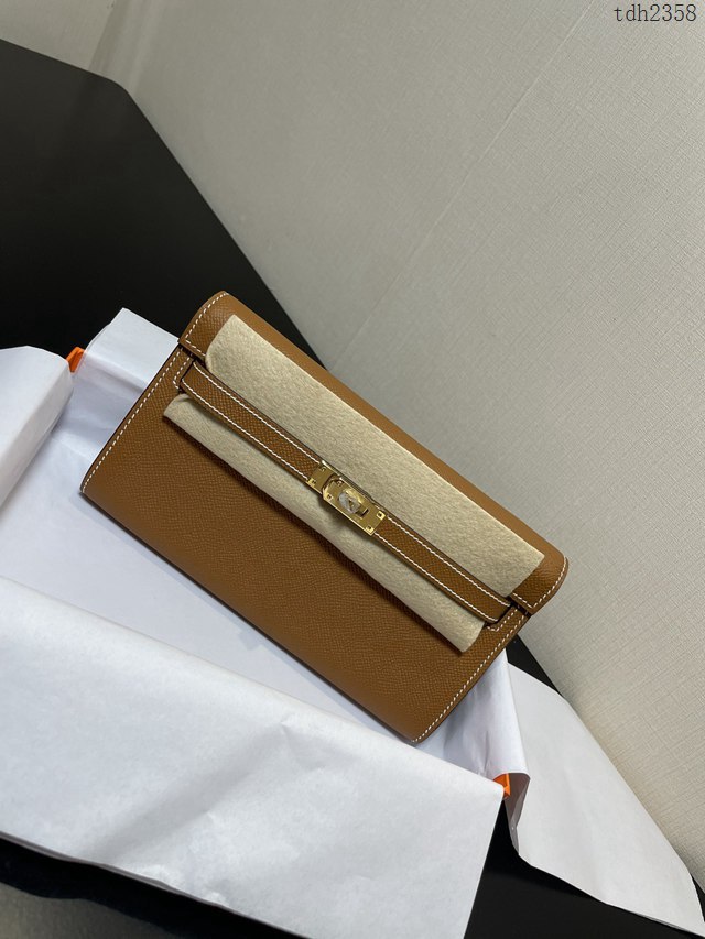 Hermes女包 愛馬仕Kelly woc小挎包 金棕色epsom皮凱麗斜挎包  tdh2358