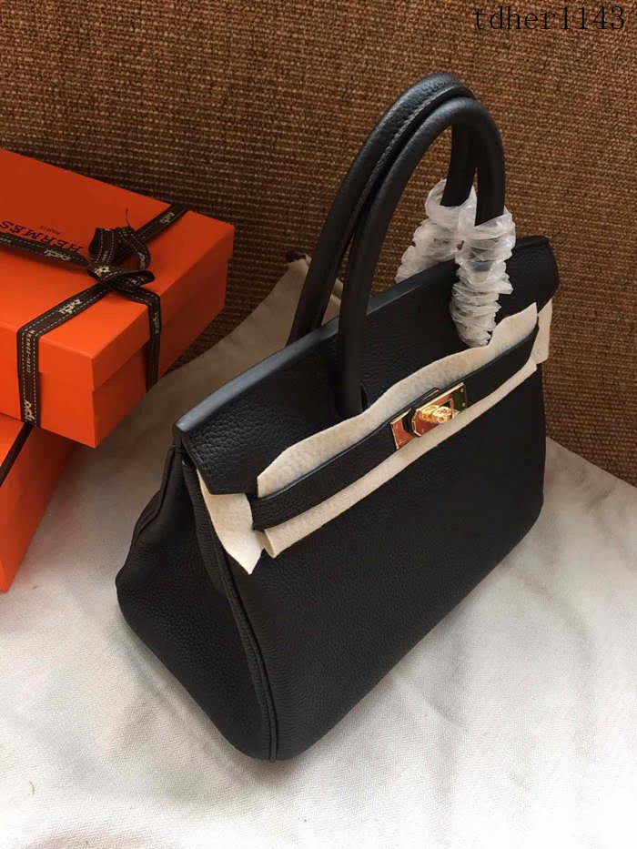 愛馬仕HERMES Birkin 鉑金包 黑色 進口小牛皮 金銀扣 皮質細膩柔軟 時尚女手提包  tdher1143
