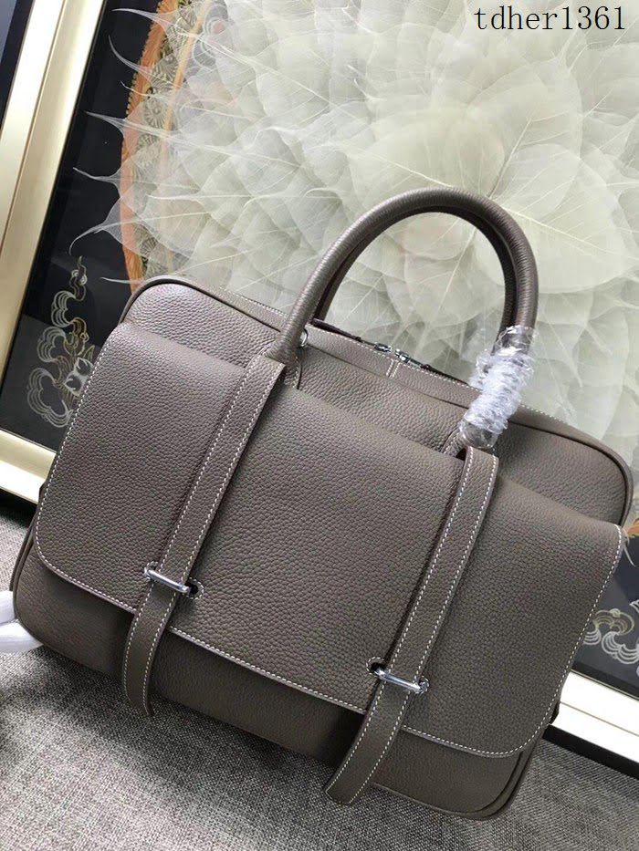 愛馬仕HERMES H家 郵差包 男女插袋款 超大容量 進口原廠皮 大象灰 可手提斜挎 出差必備單品  tdher1361