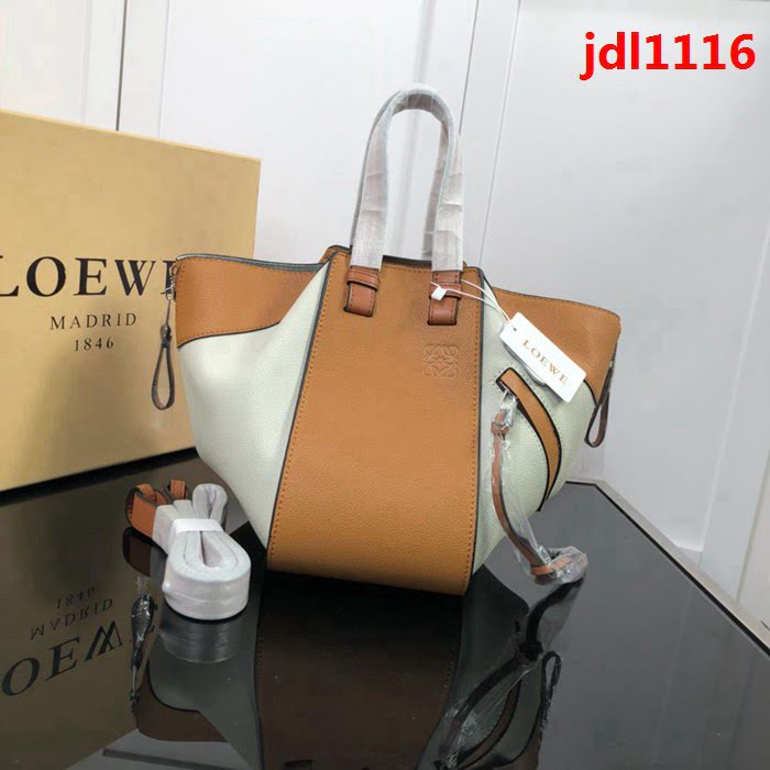 LOEWE羅意威 最新爆款 羅家Hammock系列 荔枝皮拼色 百搭款 小牛皮手提肩背包 0164  jdl1116