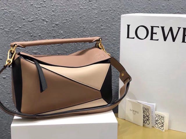 LOEWE經典爆款包包 羅意威Puzzle幾何中號拼接手提斜挎包 10171  tcl1040