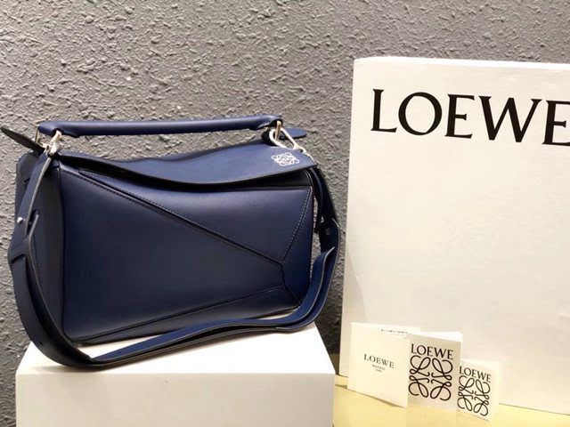 LOEWE經典爆款包包 羅意威Puzzle幾何中號拼接手提斜挎包 10171  tcl1043