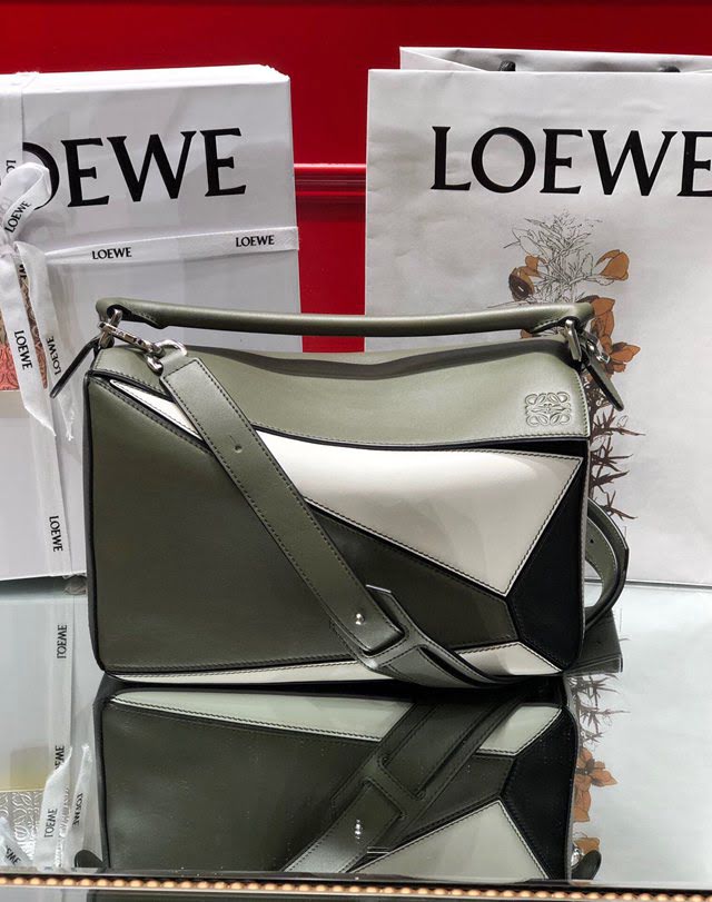 LOEWE經典爆款包包 羅意威中號Puzzle幾何拼接手提斜挎包 10171  tcl1140