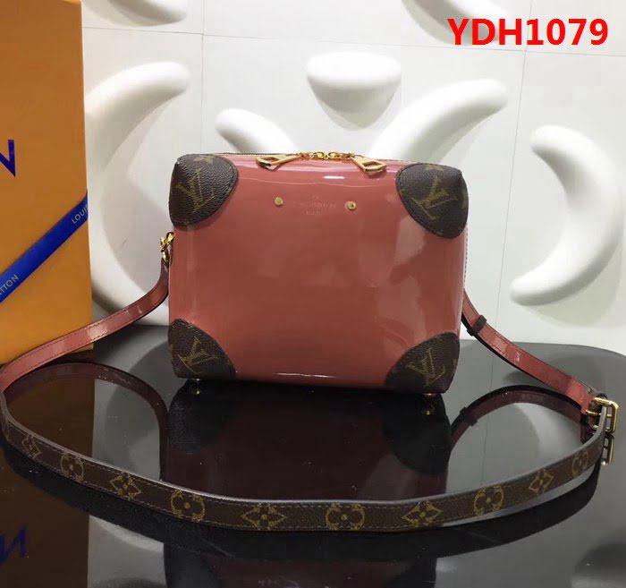 路易威登LV頂級原單2018新款Venice漆光皮革手袋 旅行箱M54390玫瑰紅 YDH1079