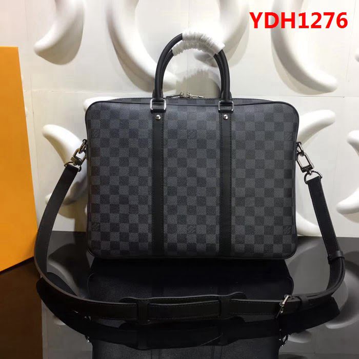 路易威登LV頂級原單 41478 黑格 Damier Graphite格紋帆布小號公事包 YDH1276