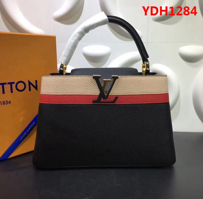路易威登LV頂級原單M48864 黑色拼條紋手提單肩包 YDH1284